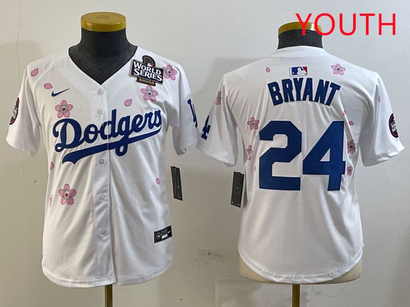 Youth Los Angeles Dodgers #24 Bryant White Sakura Edition 2025 Nike MLB Jersey style 2->tampa bay rays->MLB Jersey
